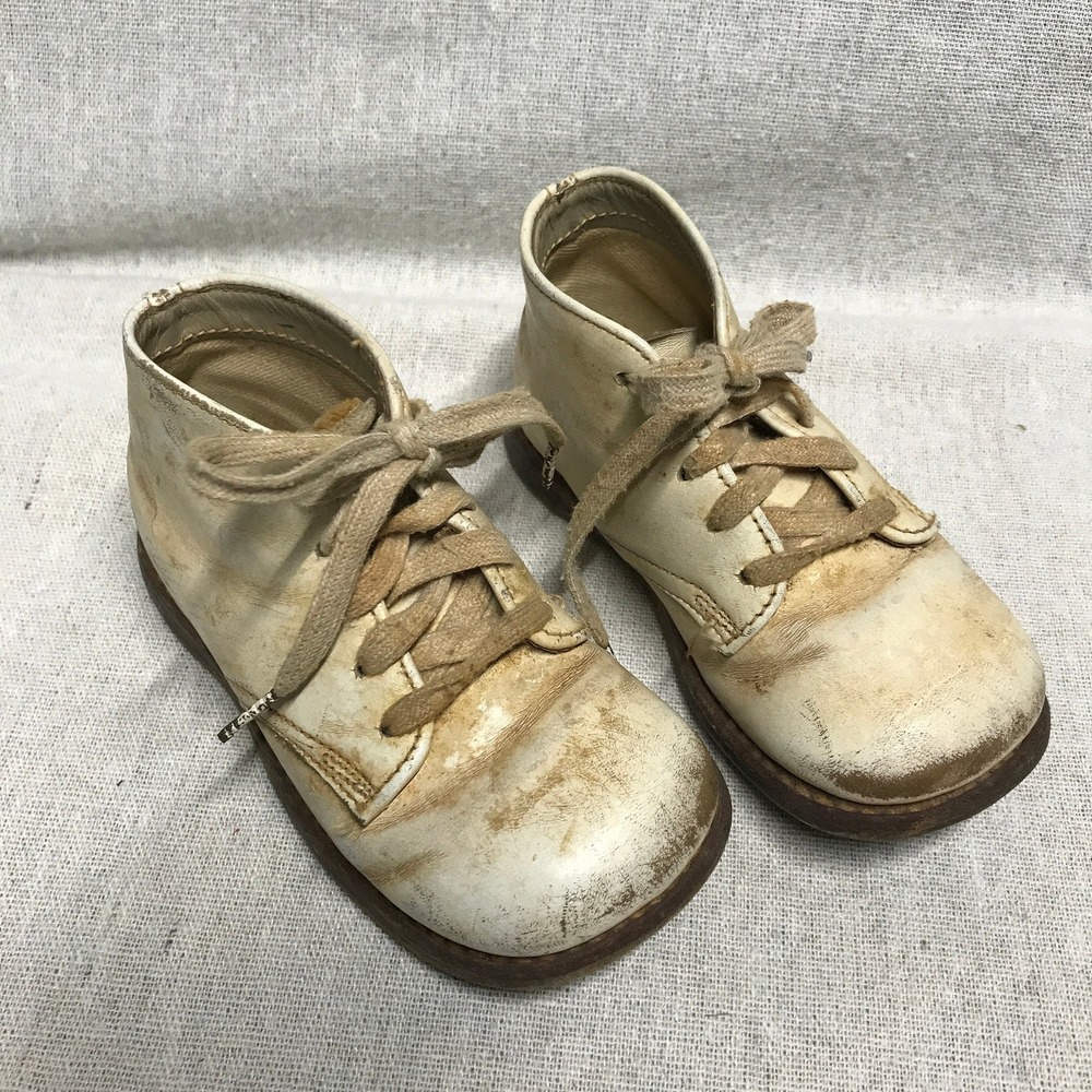 Vintage Hard Sole Baby Shoes: Well‎ Worn Doll Display